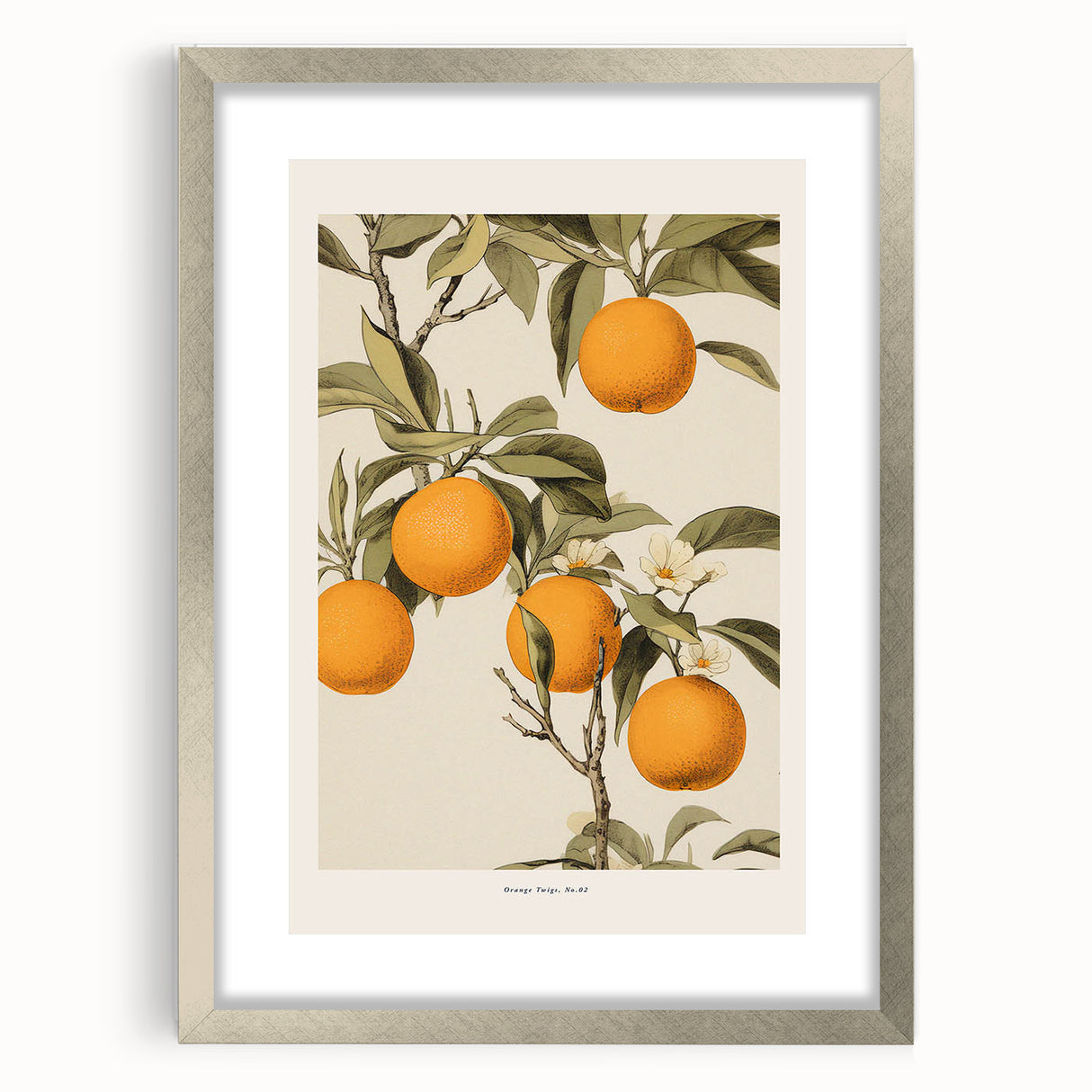 Vintage Botanical Orange Tree Print – Retro Citrus Wall Art
