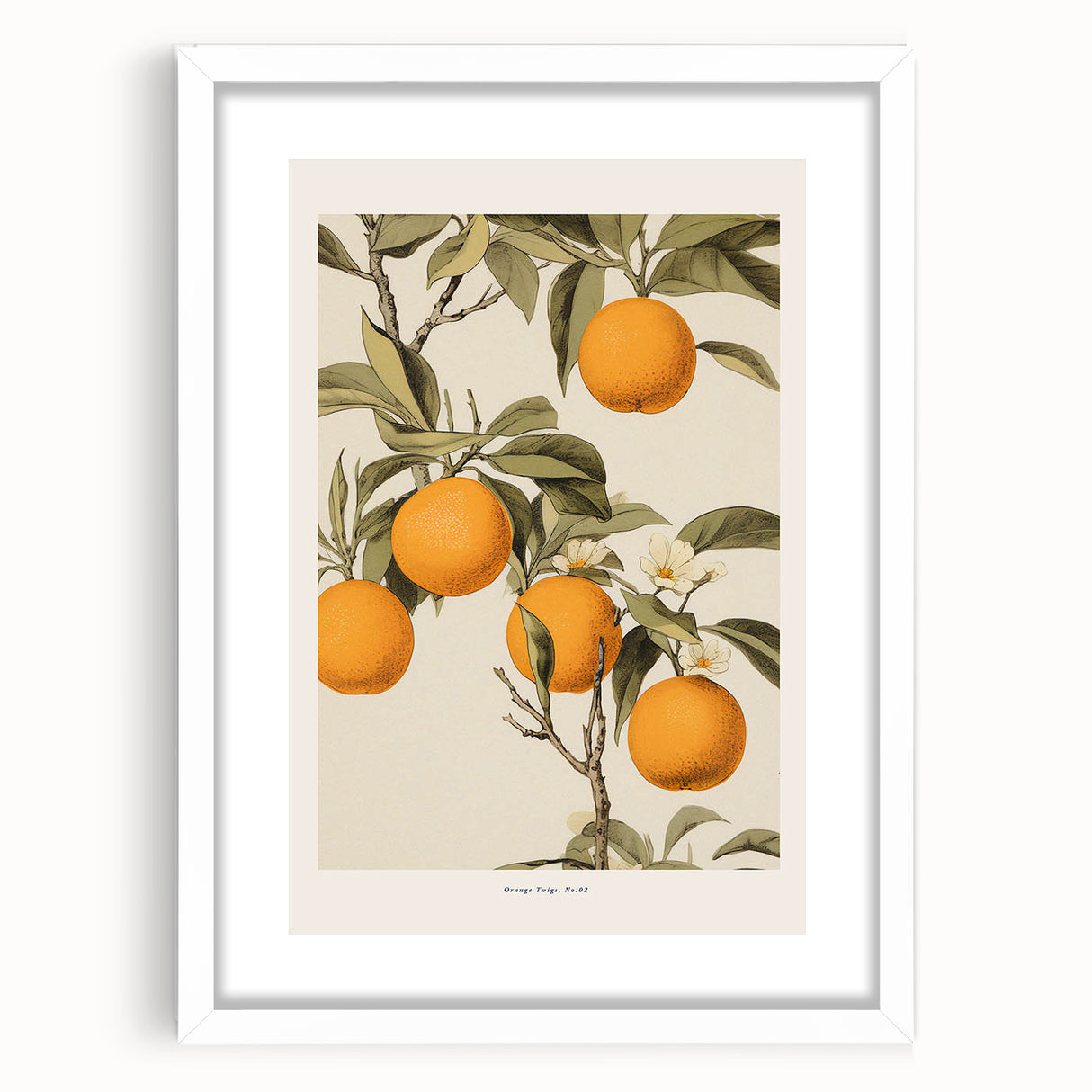 Vintage Botanical Orange Tree Print – Retro Citrus Wall Art