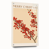 Vintage Christmas Botanical Print – Festive Red Berry Wall Art
