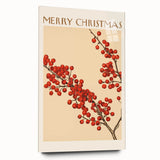 Vintage Christmas Botanical Print – Festive Red Berry Wall Art
