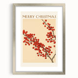 Vintage Christmas Botanical Print – Festive Red Berry Wall Art