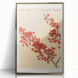 Vintage Christmas Botanical Print – Festive Red Berry Wall Art