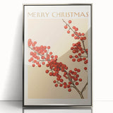 Vintage Christmas Botanical Print – Festive Red Berry Wall Art