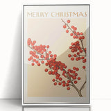 Vintage Christmas Botanical Print – Festive Red Berry Wall Art