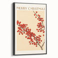 Vintage Christmas Botanical Print – Festive Red Berry Wall Art