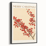 Vintage Christmas Botanical Print – Festive Red Berry Wall Art