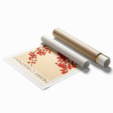 Vintage Christmas Botanical Print – Festive Red Berry Wall Art