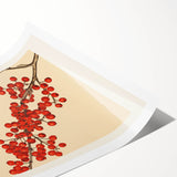 Vintage Christmas Botanical Print – Festive Red Berry Wall Art