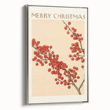 Vintage Christmas Botanical Print – Festive Red Berry Wall Art
