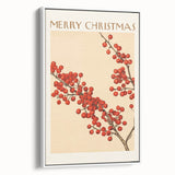 Vintage Christmas Botanical Print – Festive Red Berry Wall Art