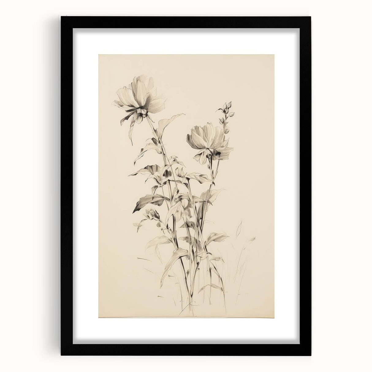 Vintage Botanical Art Prints - Antique Floral Illustrations in Black and White