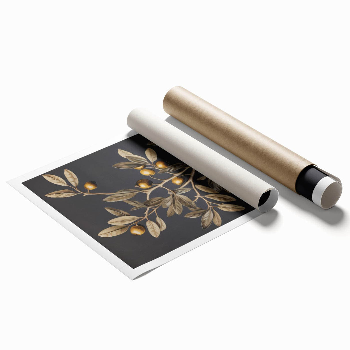 Vintage Botanical Art Prints – Olive Branch with Golden Olives