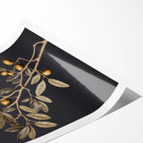 Vintage Botanical Art Prints – Olive Branch with Golden Olives