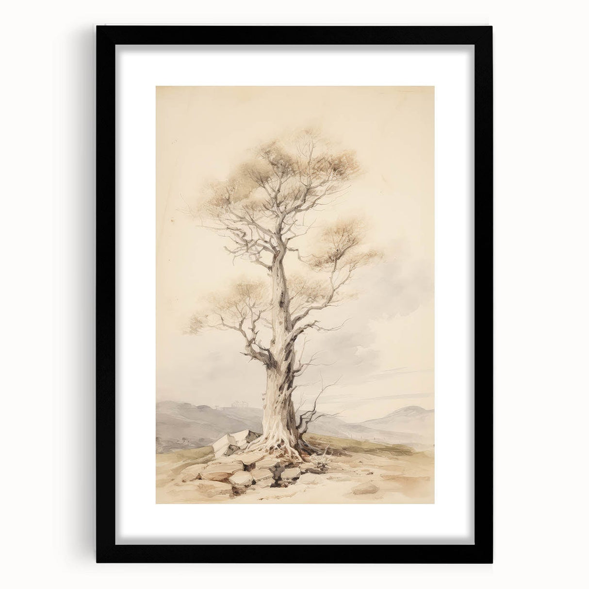 Vintage Botanical Art Prints – Solitary Tree Illustration