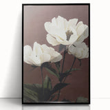 Vintage White Peonies Still Life – Elegant Floral Wall Art Print
