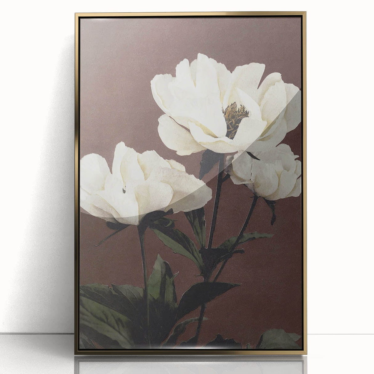 Vintage White Peonies Still Life – Elegant Floral Wall Art Print