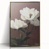 Vintage White Peonies Still Life – Elegant Floral Wall Art Print
