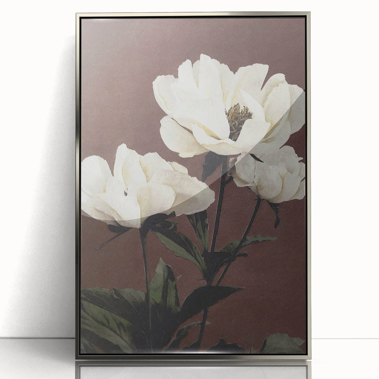 Vintage White Peonies Still Life – Elegant Floral Wall Art Print
