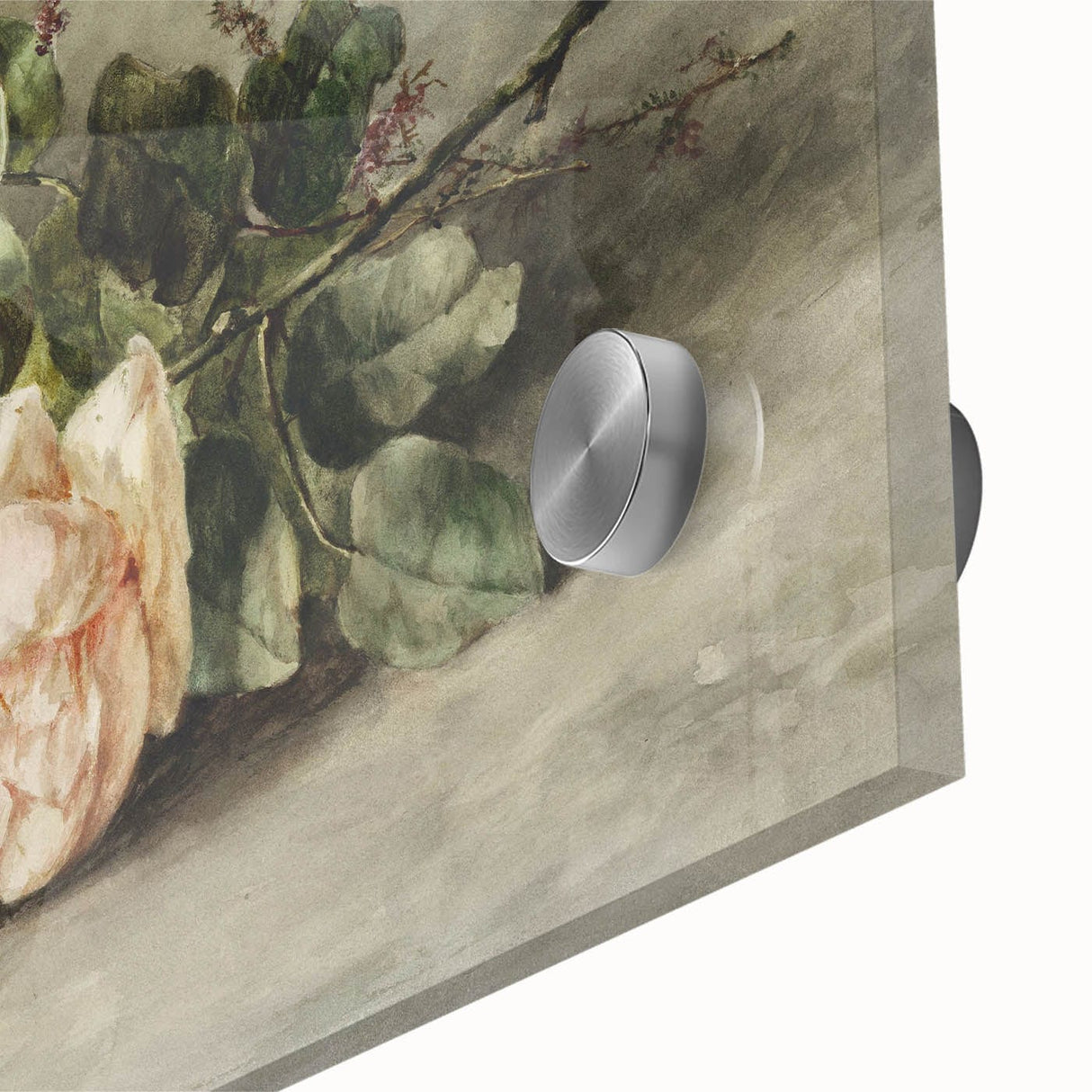 Vintage Floral Art – Soft Peach Roses & Greenery Wall Print