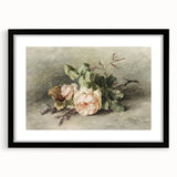 Vintage Floral Art – Soft Peach Roses & Greenery Wall Print