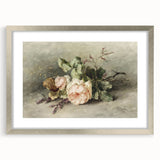Vintage Floral Art – Soft Peach Roses & Greenery Wall Print