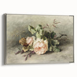 Vintage Floral Art – Soft Peach Roses & Greenery Wall Print
