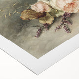 Vintage Floral Art – Soft Peach Roses & Greenery Wall Print