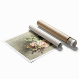 Vintage Floral Art – Soft Peach Roses & Greenery Wall Print
