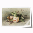 Vintage Floral Art – Soft Peach Roses & Greenery Wall Print