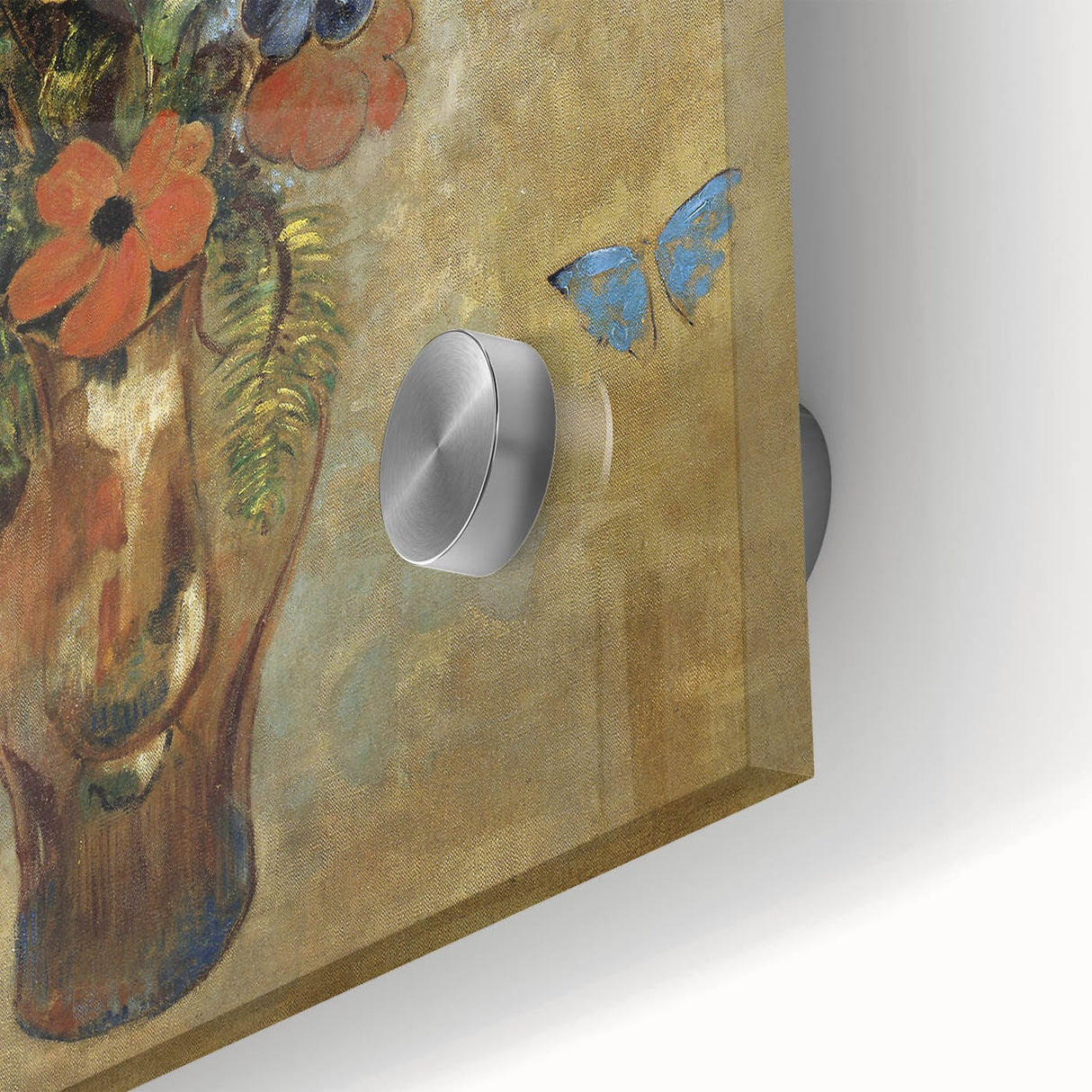 Vintage Floral Bouquet in Vase with Butterflies – Framed Wall Art