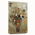 Vintage Floral Bouquet in Vase with Butterflies – Framed Wall Art