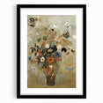Vintage Floral Bouquet in Vase with Butterflies – Framed Wall Art