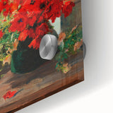 Vintage Red Poppies in Vase by Window – Framed Wall Art