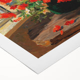 Vintage Red Poppies in Vase by Window – Framed Wall Art