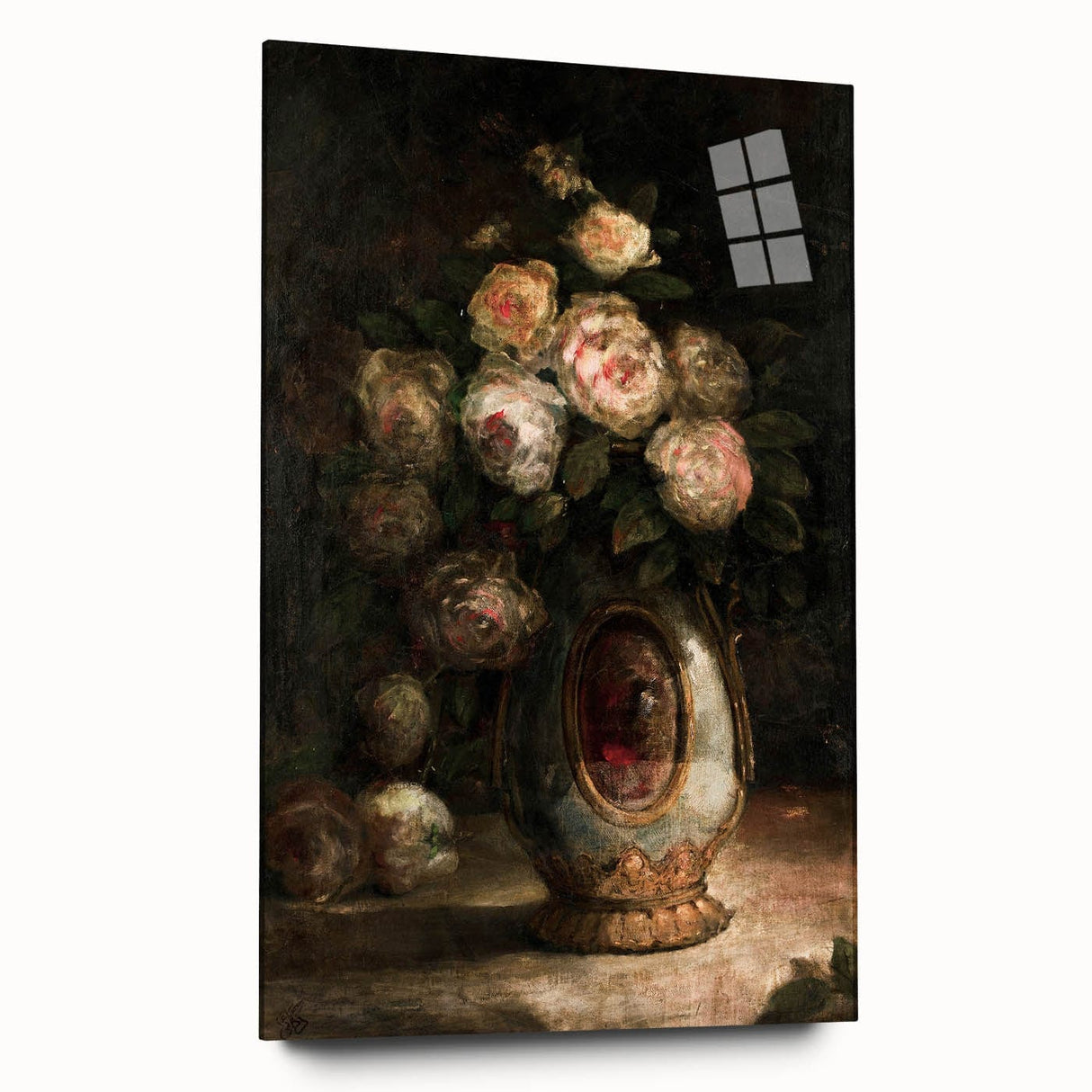 Vintage Botanical Art Prints - Antique Floral Vase with Roses