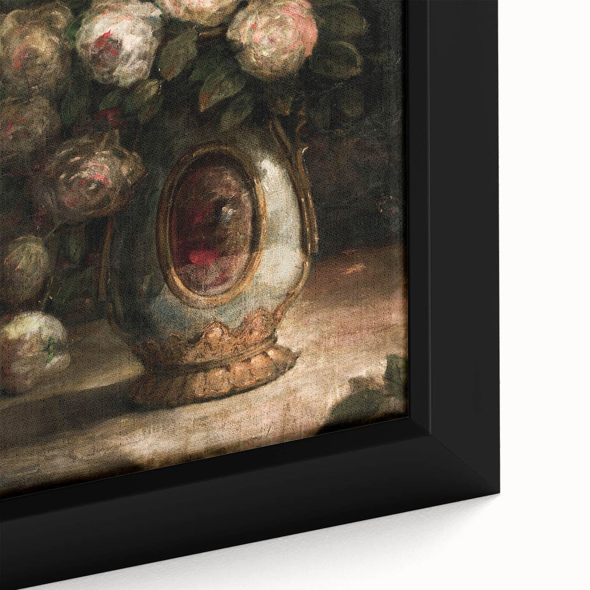 Vintage Botanical Art Prints - Antique Floral Vase with Roses