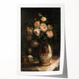 Vintage Botanical Art Prints - Antique Floral Vase with Roses