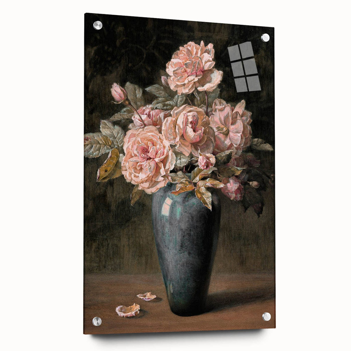 Vintage Botanical Art Prints - Antique Floral Vase with Roses