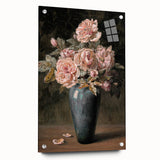 Vintage Botanical Art Prints - Antique Floral Vase with Roses