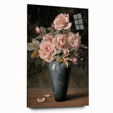 Vintage Botanical Art Prints - Antique Floral Vase with Roses