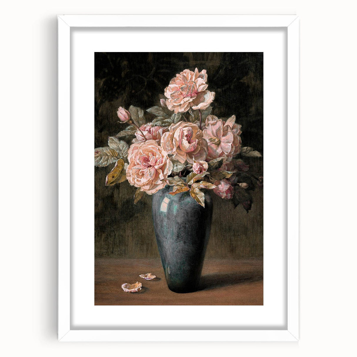Vintage Botanical Art Prints - Antique Floral Vase with Roses