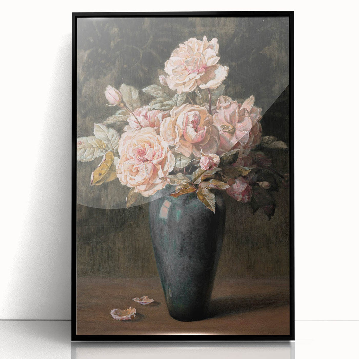 Vintage Botanical Art Prints - Antique Floral Vase with Roses
