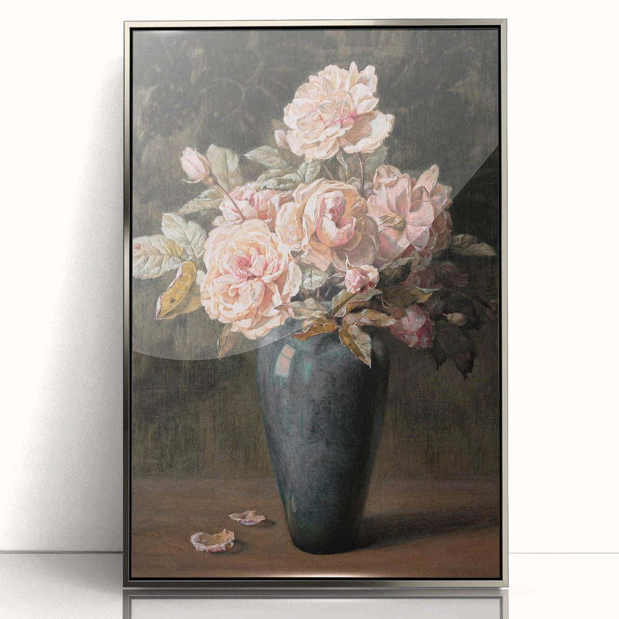 Vintage Botanical Art Prints - Antique Floral Vase with Roses