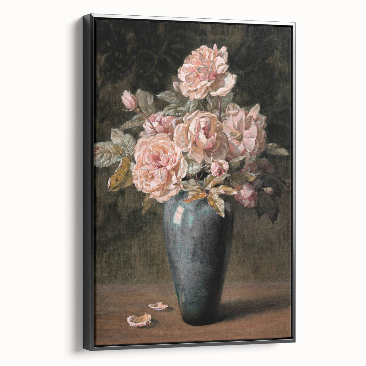 Vintage Botanical Art Prints - Antique Floral Vase with Roses