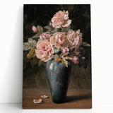 Vintage Botanical Art Prints - Antique Floral Vase with Roses