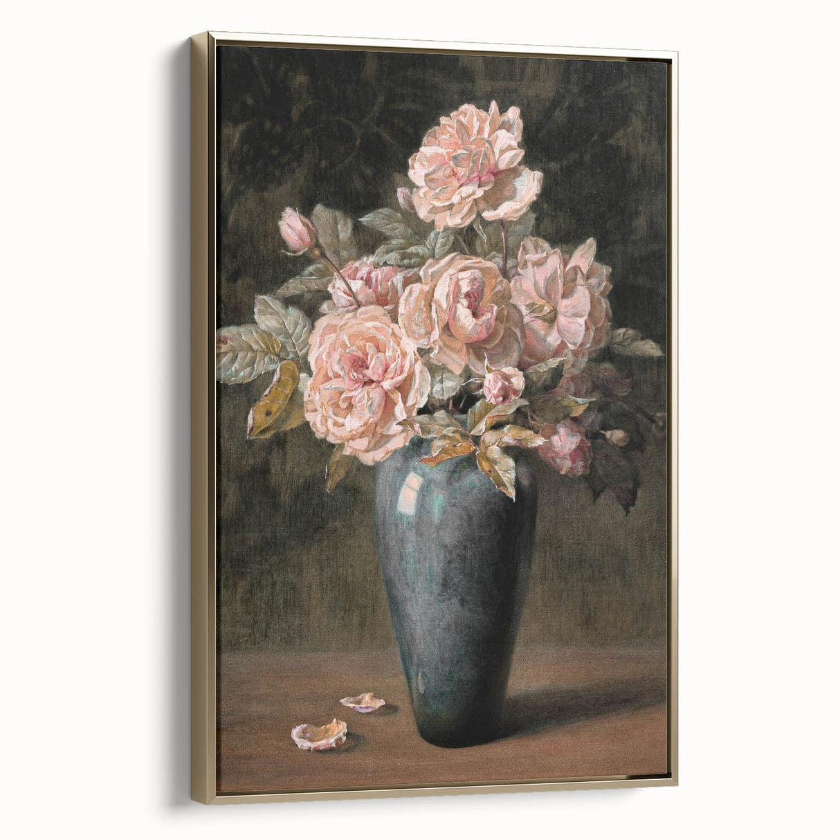 Vintage Botanical Art Prints - Antique Floral Vase with Roses