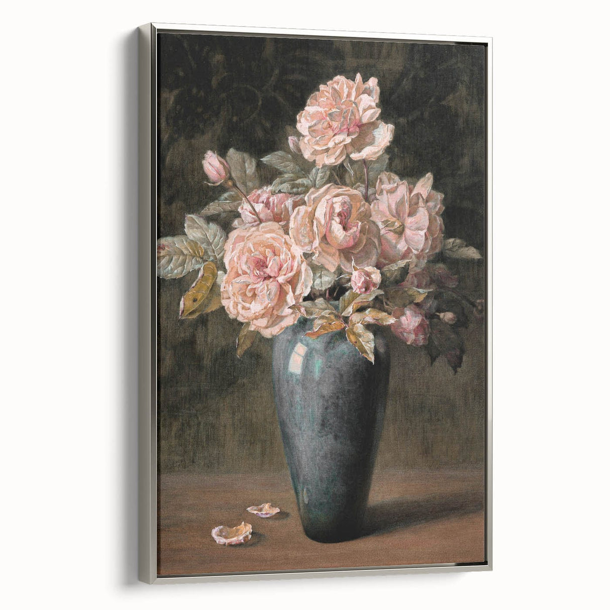 Vintage Botanical Art Prints - Antique Floral Vase with Roses