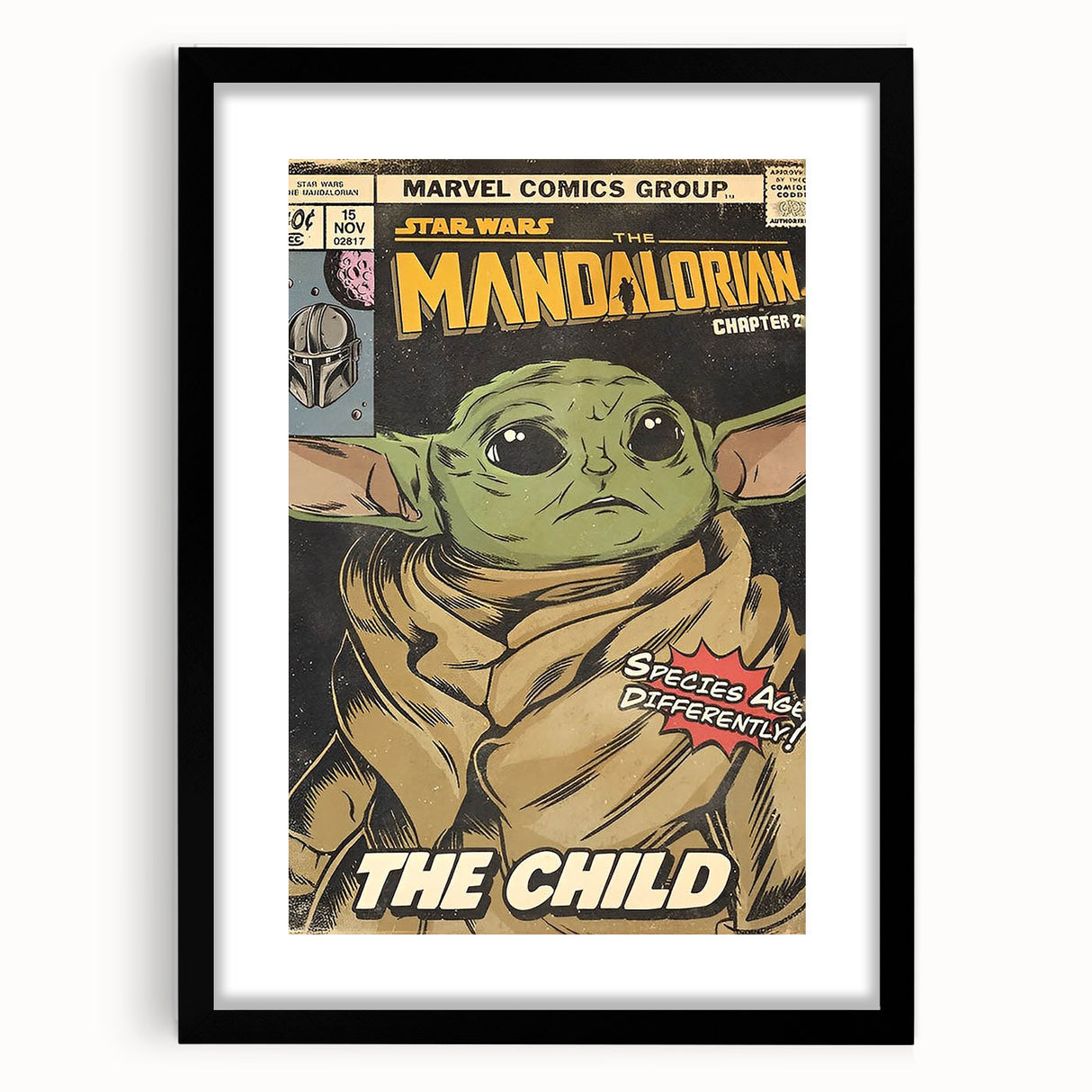Vintage Comics Wall Art – The Mandalorian The Child Retro Poster