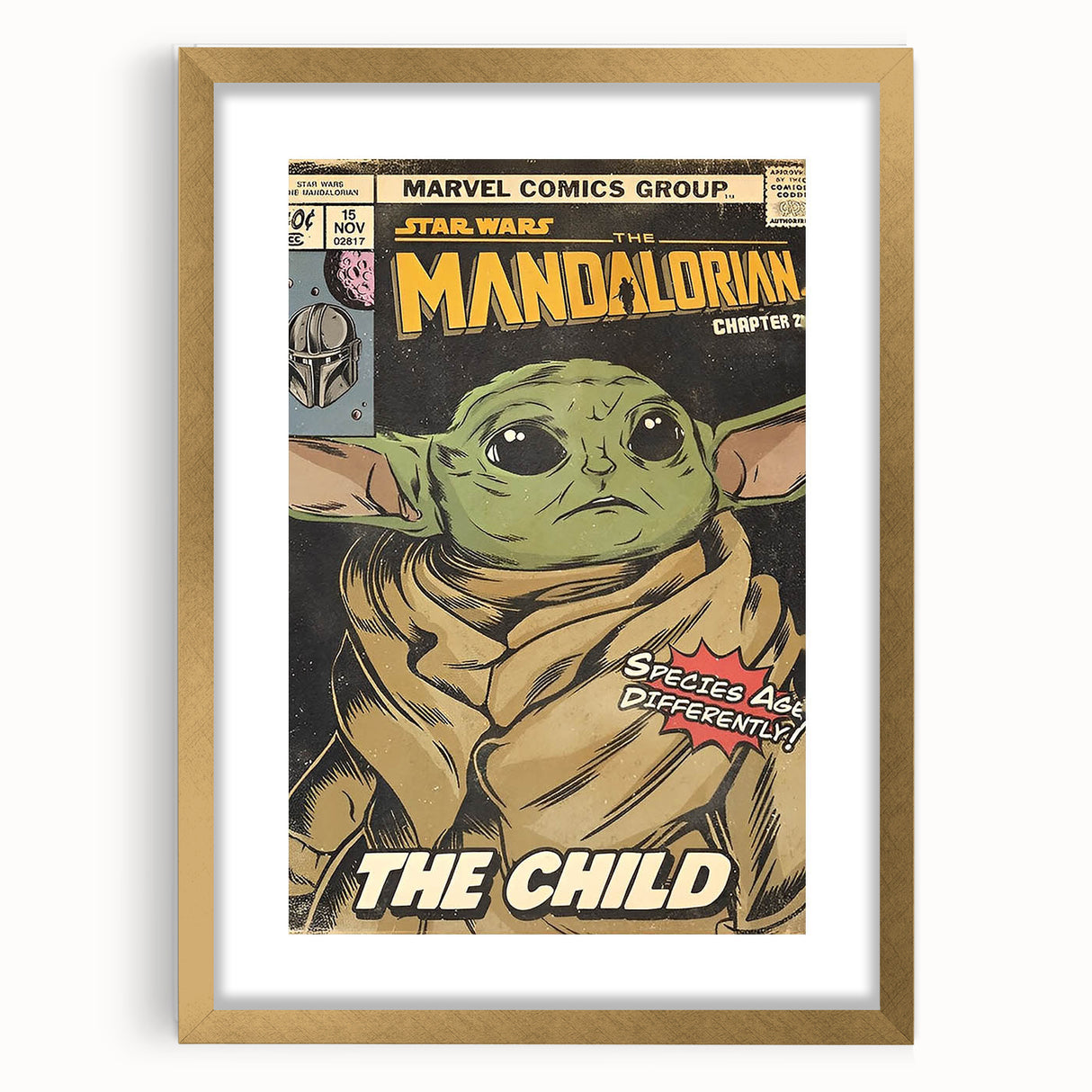 Vintage Comics Wall Art – The Mandalorian The Child Retro Poster