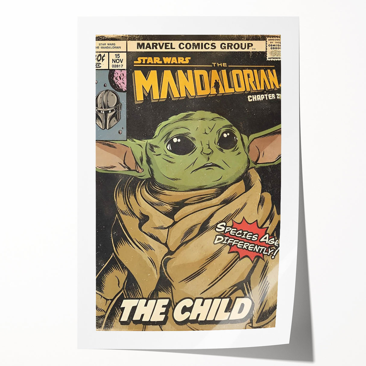 Vintage Comics Wall Art – The Mandalorian The Child Retro Poster